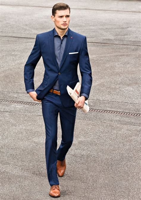 light blue suit brown shoes|brown shoes with navy suit.